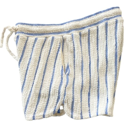 Faherty Pacífica Terry Shorts Stripes Cream Blue Pockets Drawstring Coastal - Picture 7 of 11